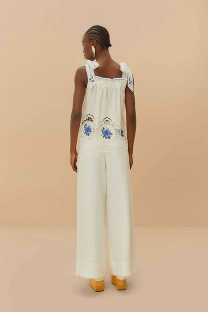 FARM Rio Off-White Euroflax™ Premium Linen High Waisted Pants