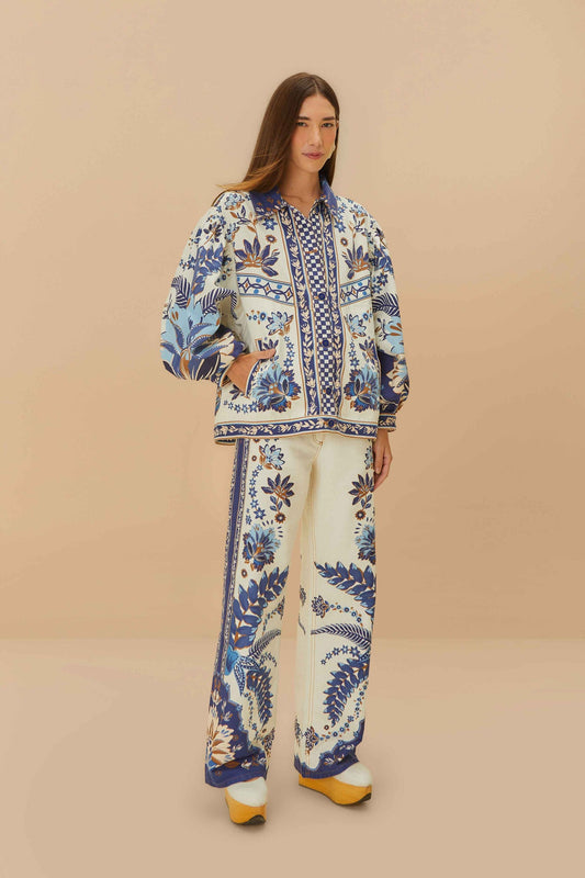 FARM Rio Off-White Encanto Tropical Pants