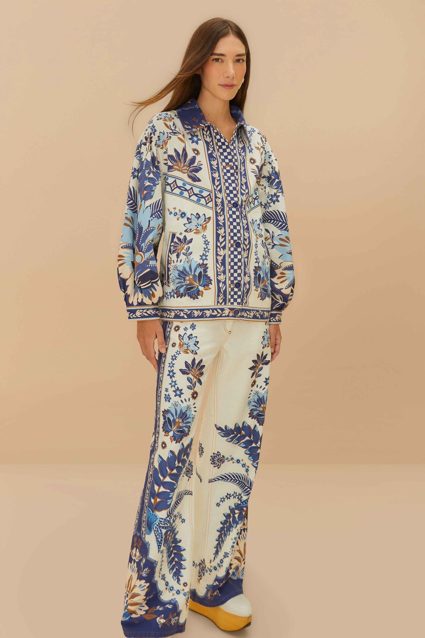 FARM Rio Off-White Encanto Tropical Pants