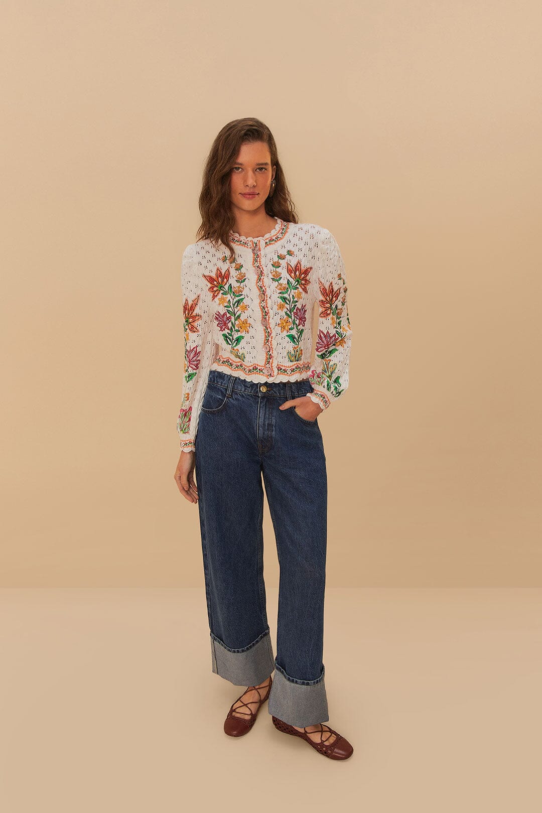 FARM Rio Denim Low Waist Wide Pants