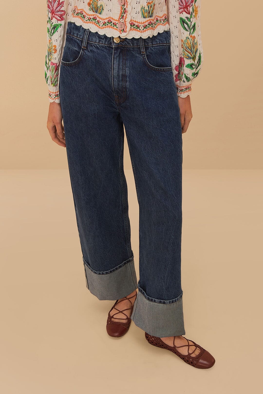 FARM Rio Denim Low Waist Wide Pants