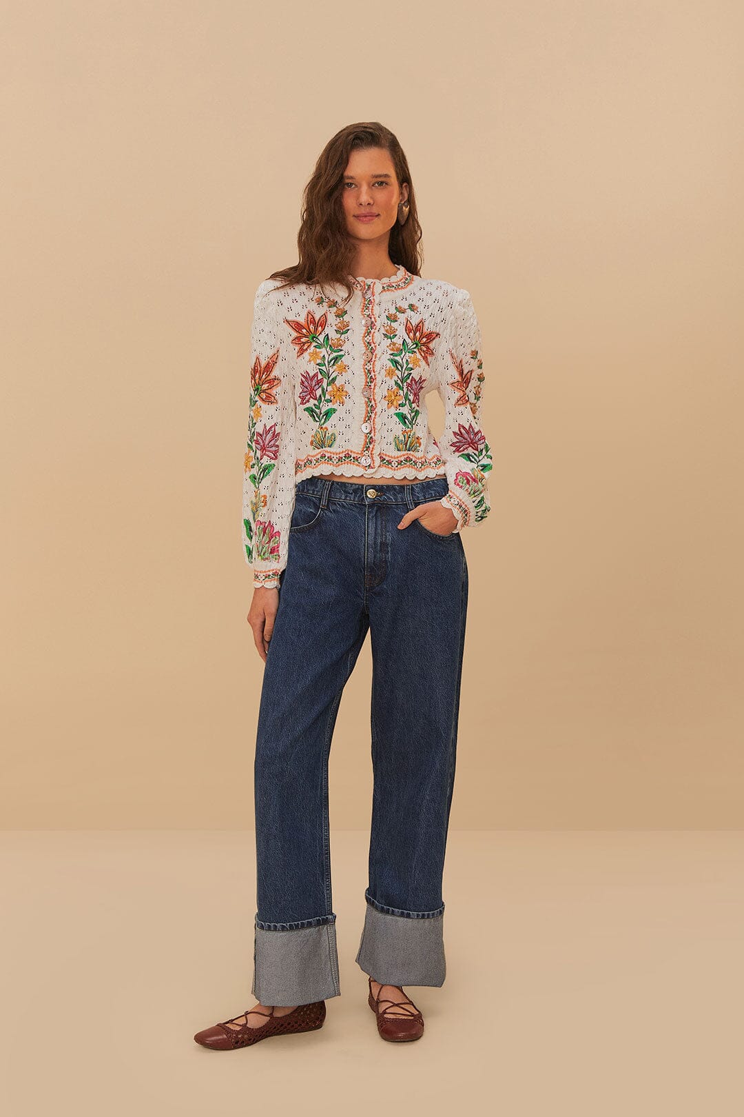 FARM Rio Denim Low Waist Wide Pants
