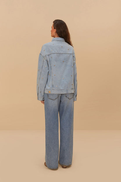 FARM Rio Denim Embroidered Bows Pants