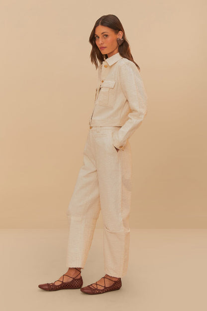 FARM Rio Off-White Twill Laser Carpenter Pants