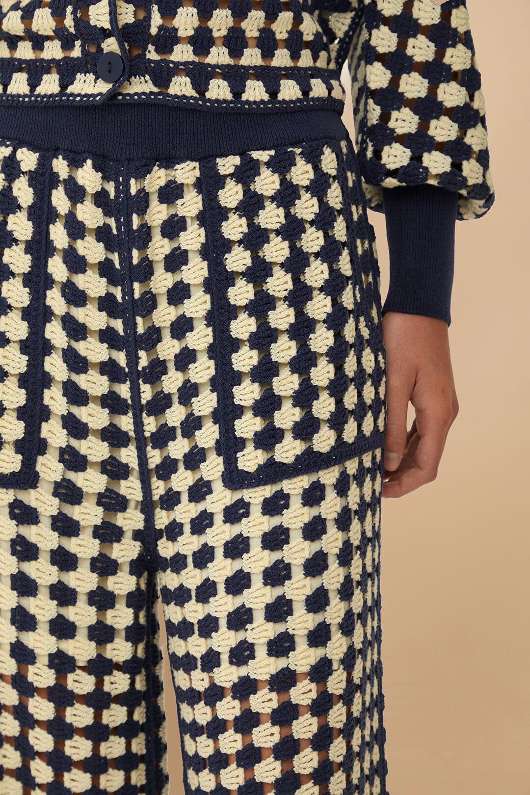 FARM Rio Blue & White Crochet Pants