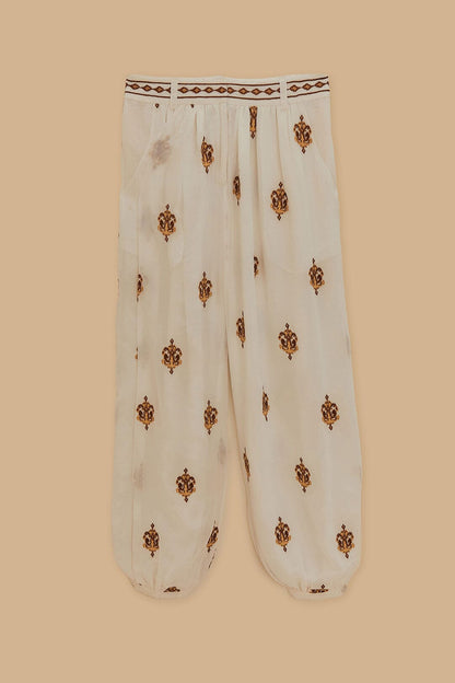 FARM Rio Off-White Anchor Tapestry Embroidered Pants