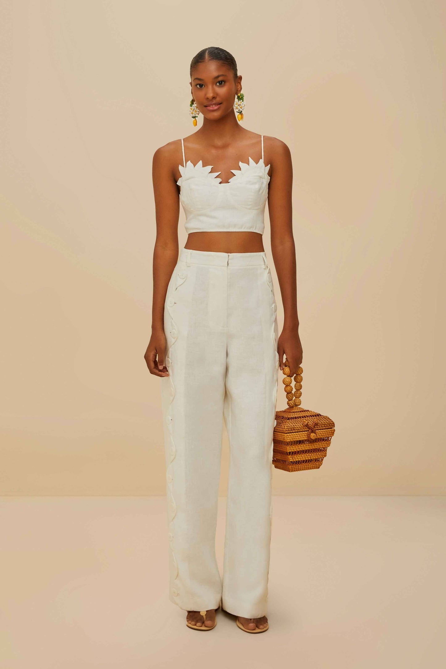 FARM Rio Off-White High Waisted Euroflax™ Premium Linen Pants