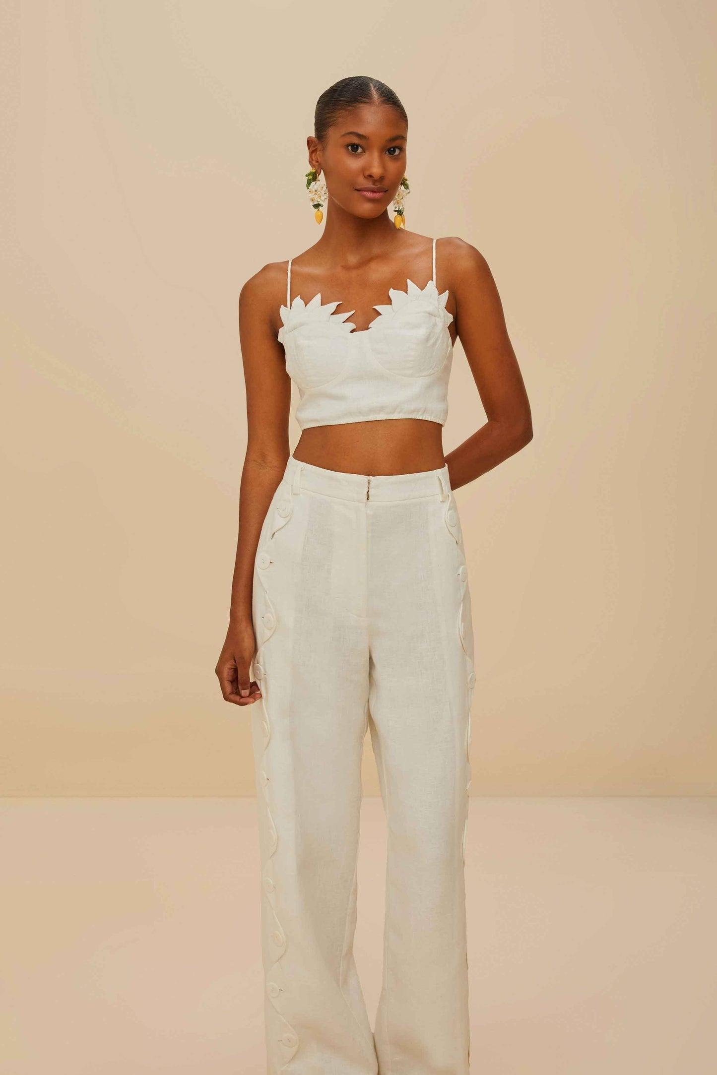 FARM Rio Off-White High Waisted Euroflax™ Premium Linen Pants