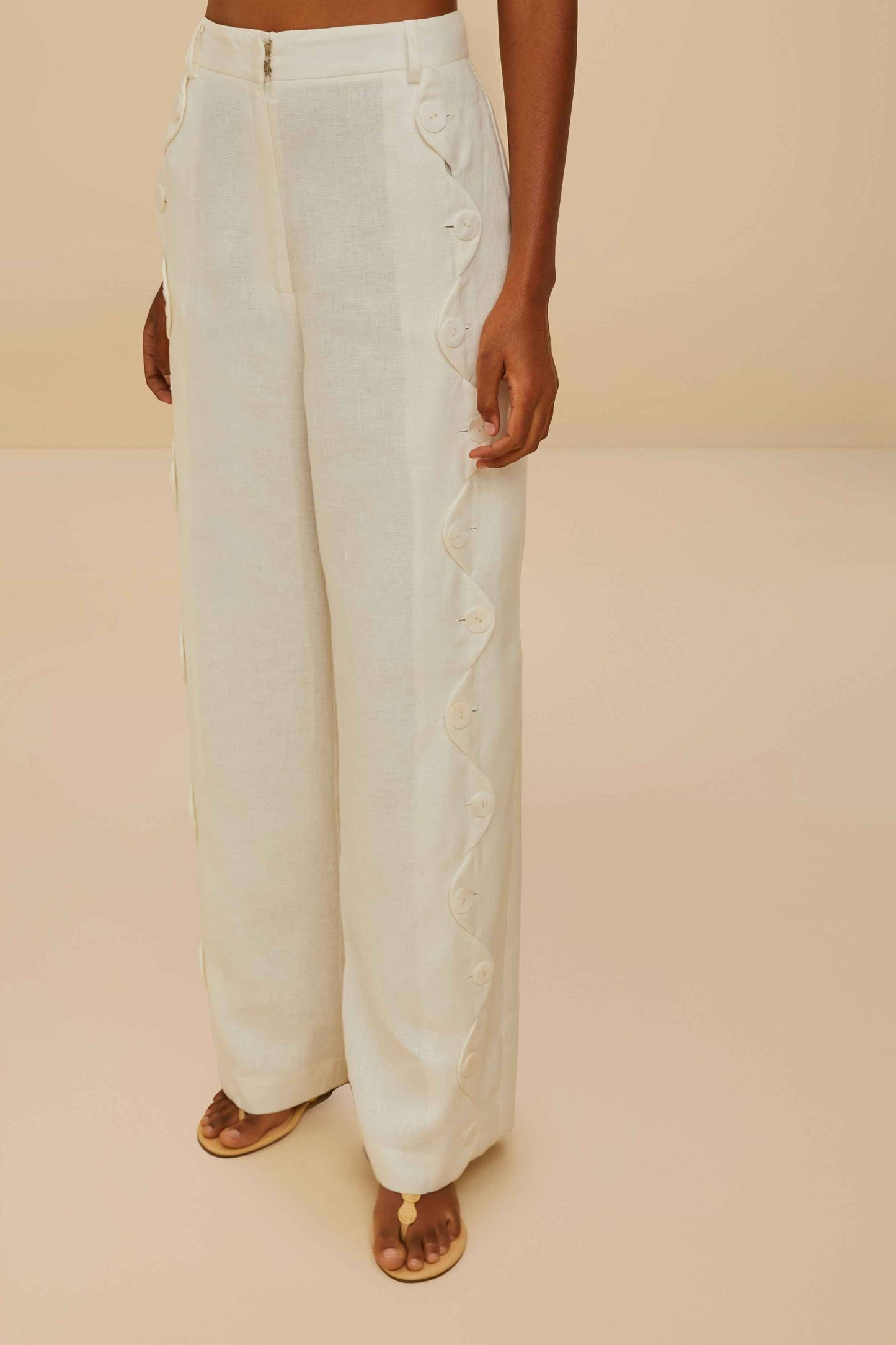 FARM Rio Off-White High Waisted Euroflax™ Premium Linen Pants