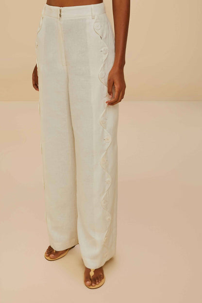 FARM Rio Off-White High Waisted Euroflax™ Premium Linen Pants