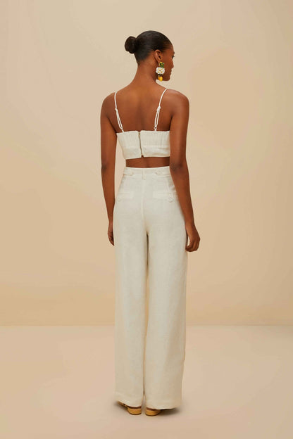 FARM Rio Off-White High Waisted Euroflax™ Premium Linen Pants