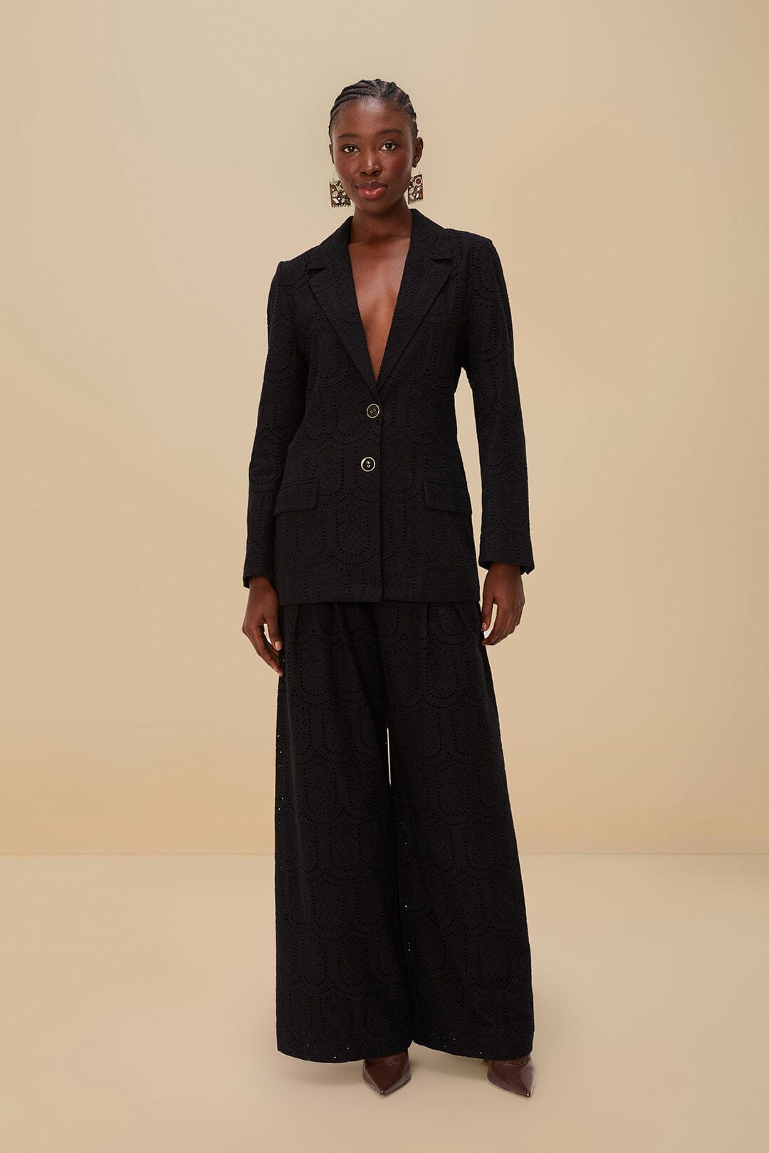 FARM Rio Black Eyelet Pants