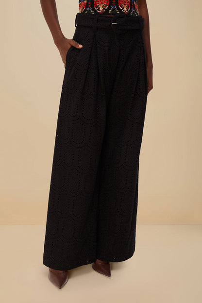 FARM Rio Black Eyelet Pants
