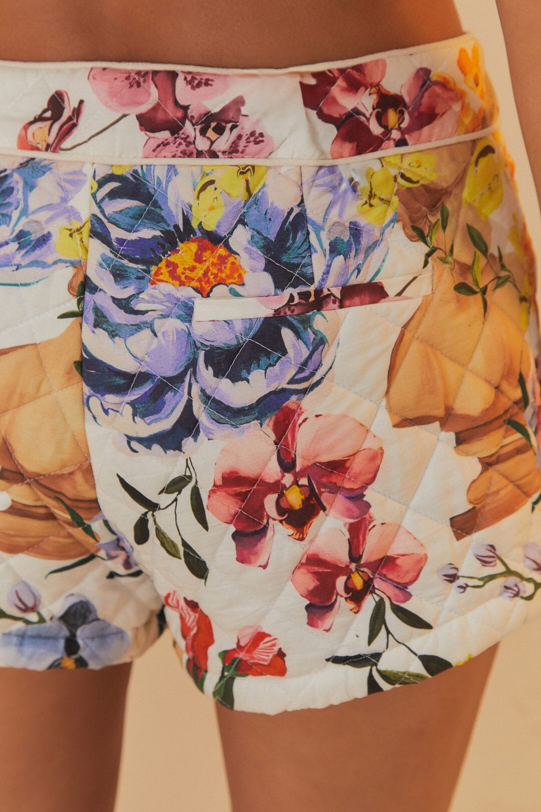 FARM Rio Off-White Greek Garden Shorts