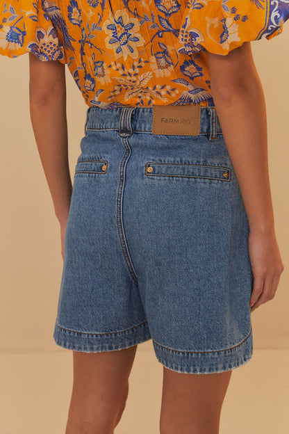 FARM Rio Denim Pleated Shorts