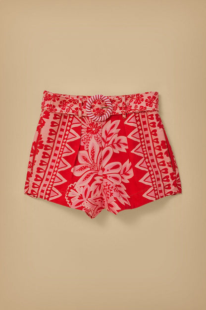 FARM Rio Flora Tapestry Red Shorts
