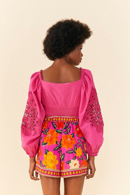 FARM Rio Pink Flower Tapestry Shorts