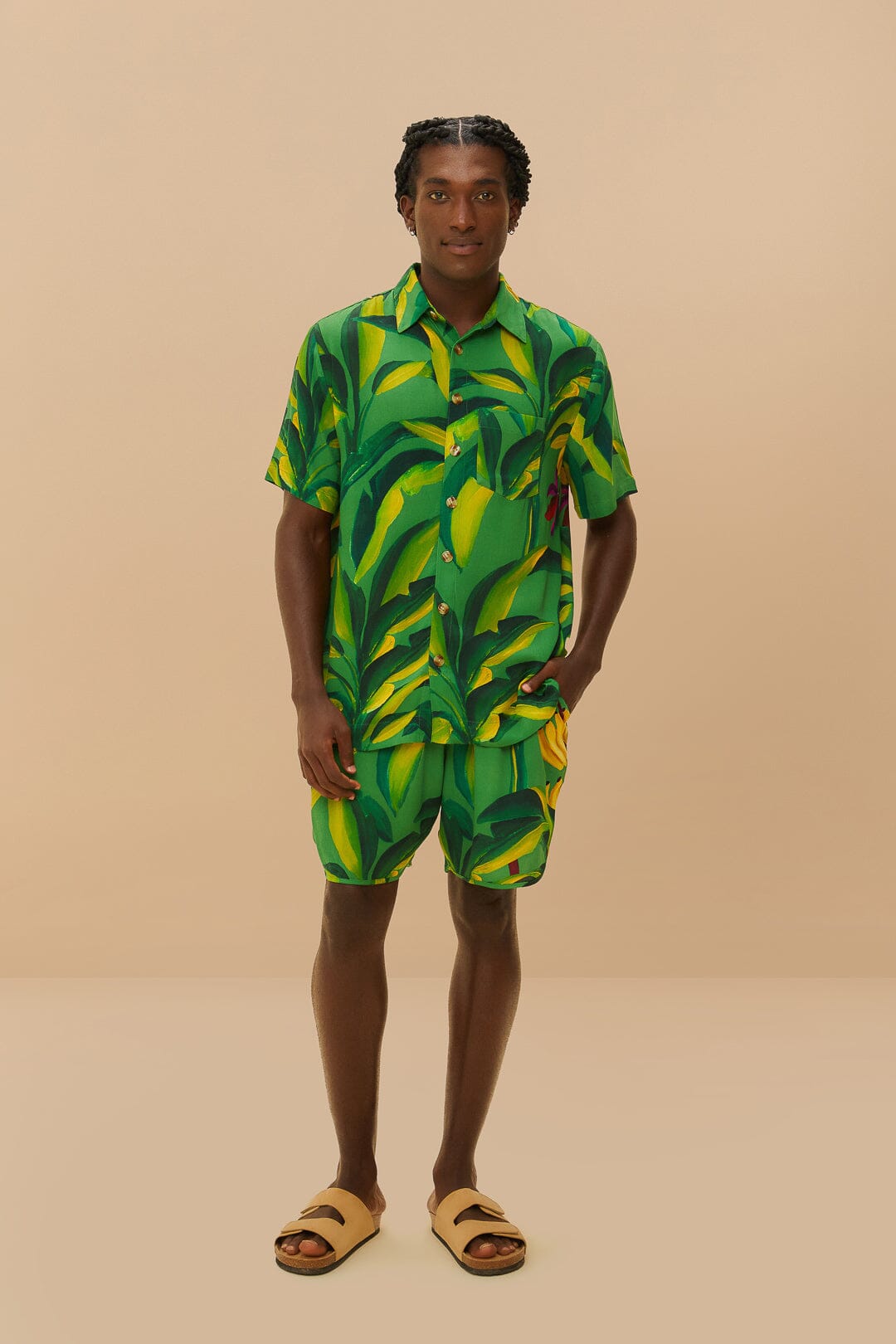 FARM Rio Green Banana Aquarela LENZING™ ECOVERO™ Viscose Shorts