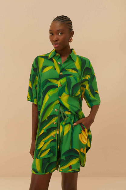 FARM Rio Green Banana Aquarela LENZING™ ECOVERO™ Viscose Shorts