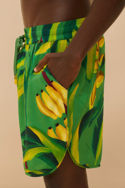 FARM Rio Green Banana Aquarela LENZING™ ECOVERO™ Viscose Shorts