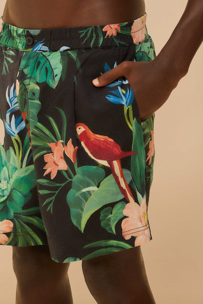 FARM Rio Black Midnight Macaw Fiesta LENZING™ ECOVERO™ Euroflax™ Shorts