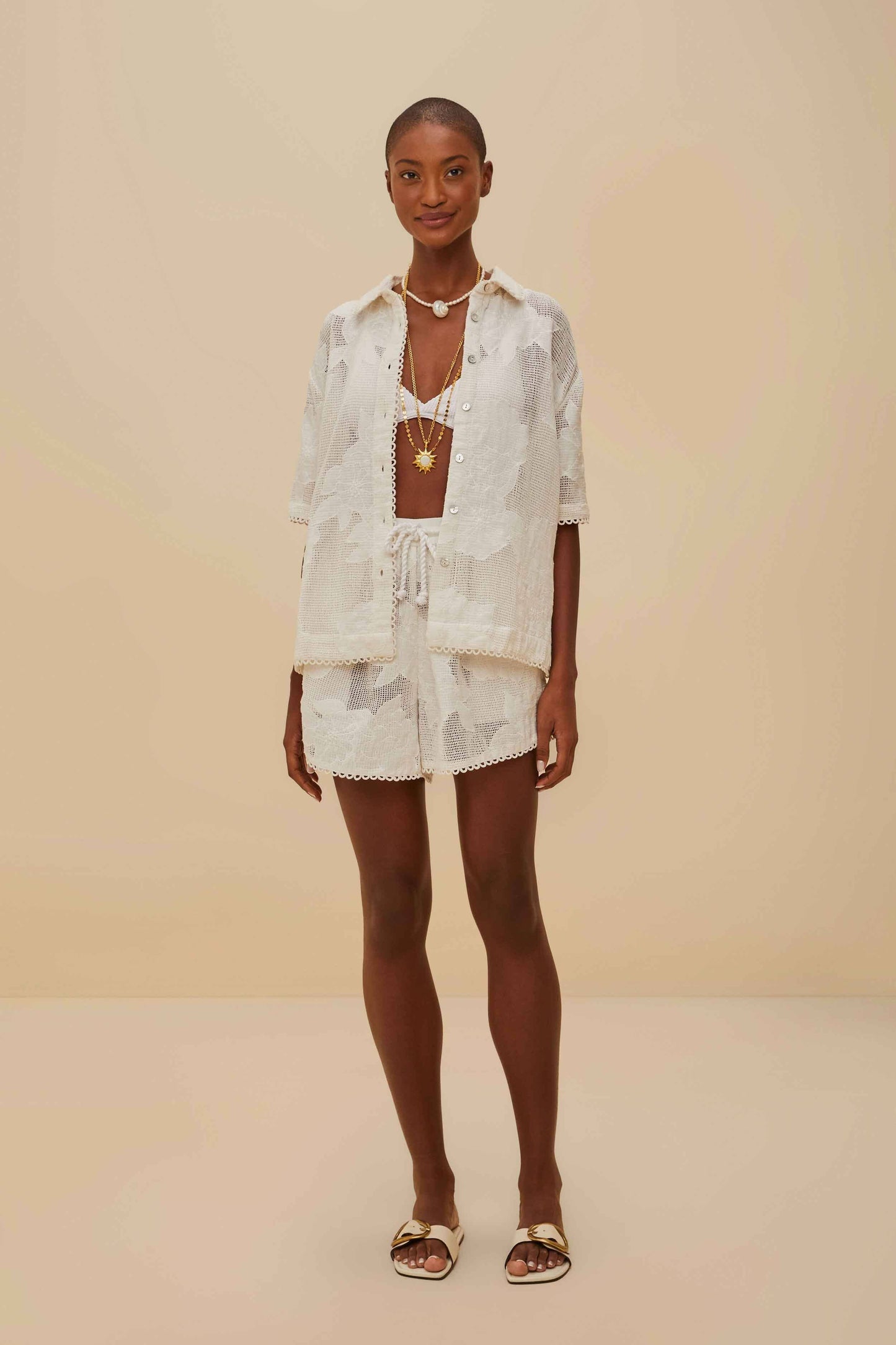 FARM Rio White Flower Shorts