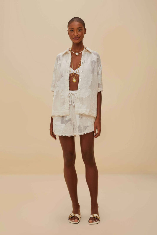 FARM Rio White Flower Shorts
