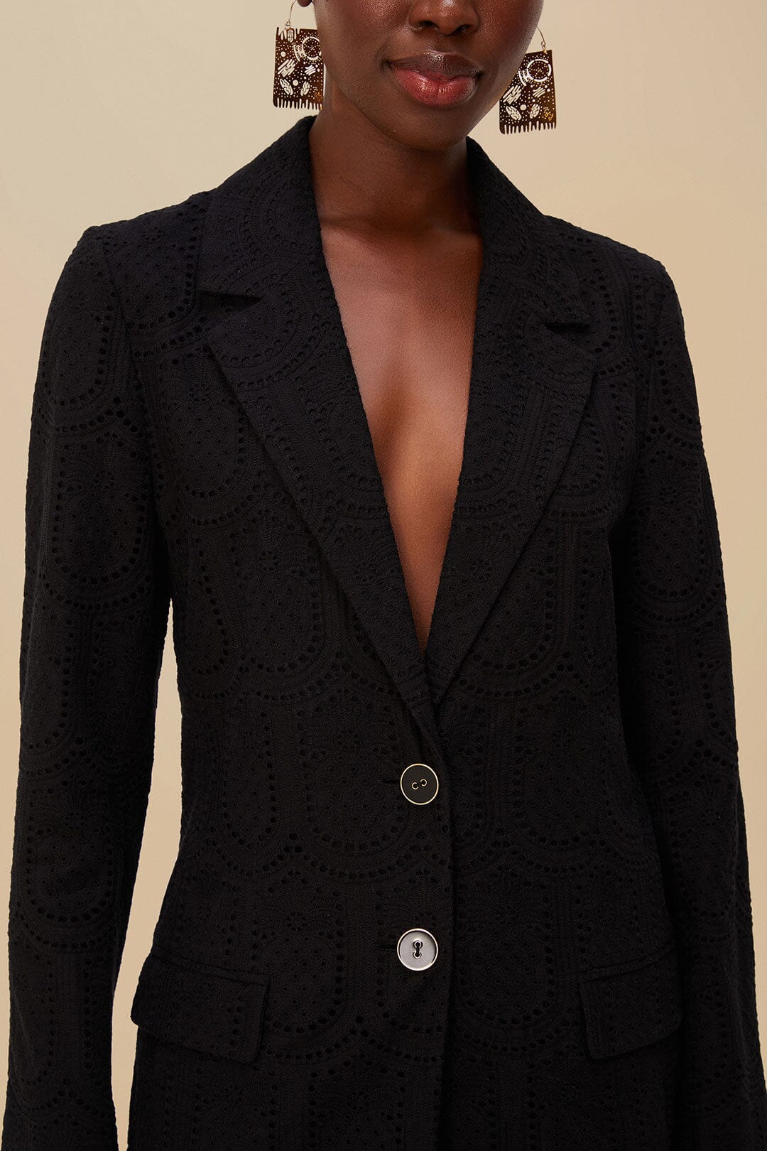 FARM Rio Black Eyelet Blazer
