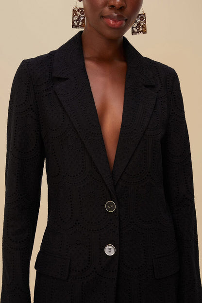 FARM Rio Black Eyelet Blazer