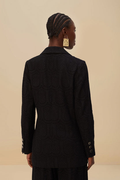 FARM Rio Black Eyelet Blazer