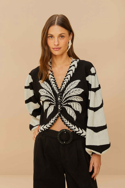 FARM Rio Black Palms Graphic Cardigan