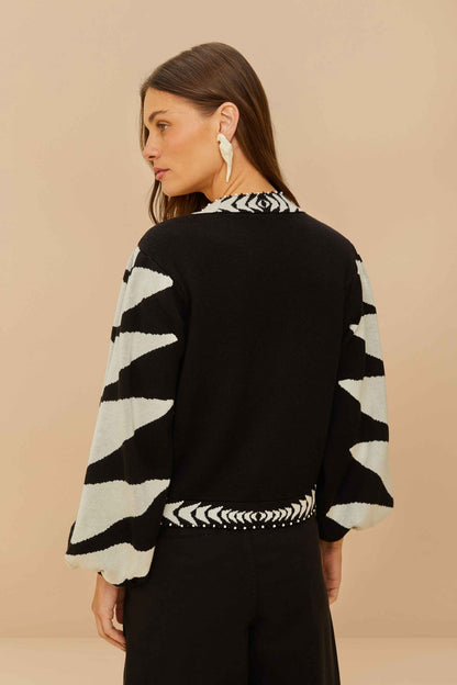 FARM Rio Black Palms Graphic Cardigan