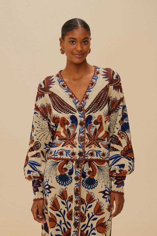 FARM Rio Sand Nature Land Knit Cardigan