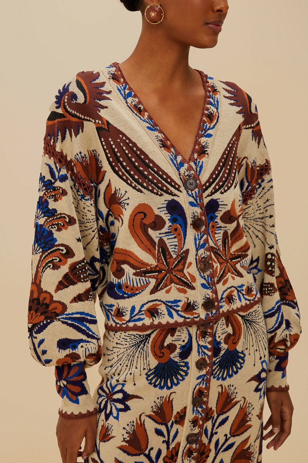FARM Rio Sand Nature Land Knit Cardigan