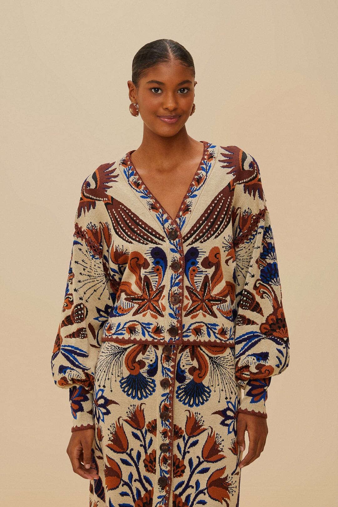 FARM Rio Sand Nature Land Knit Cardigan