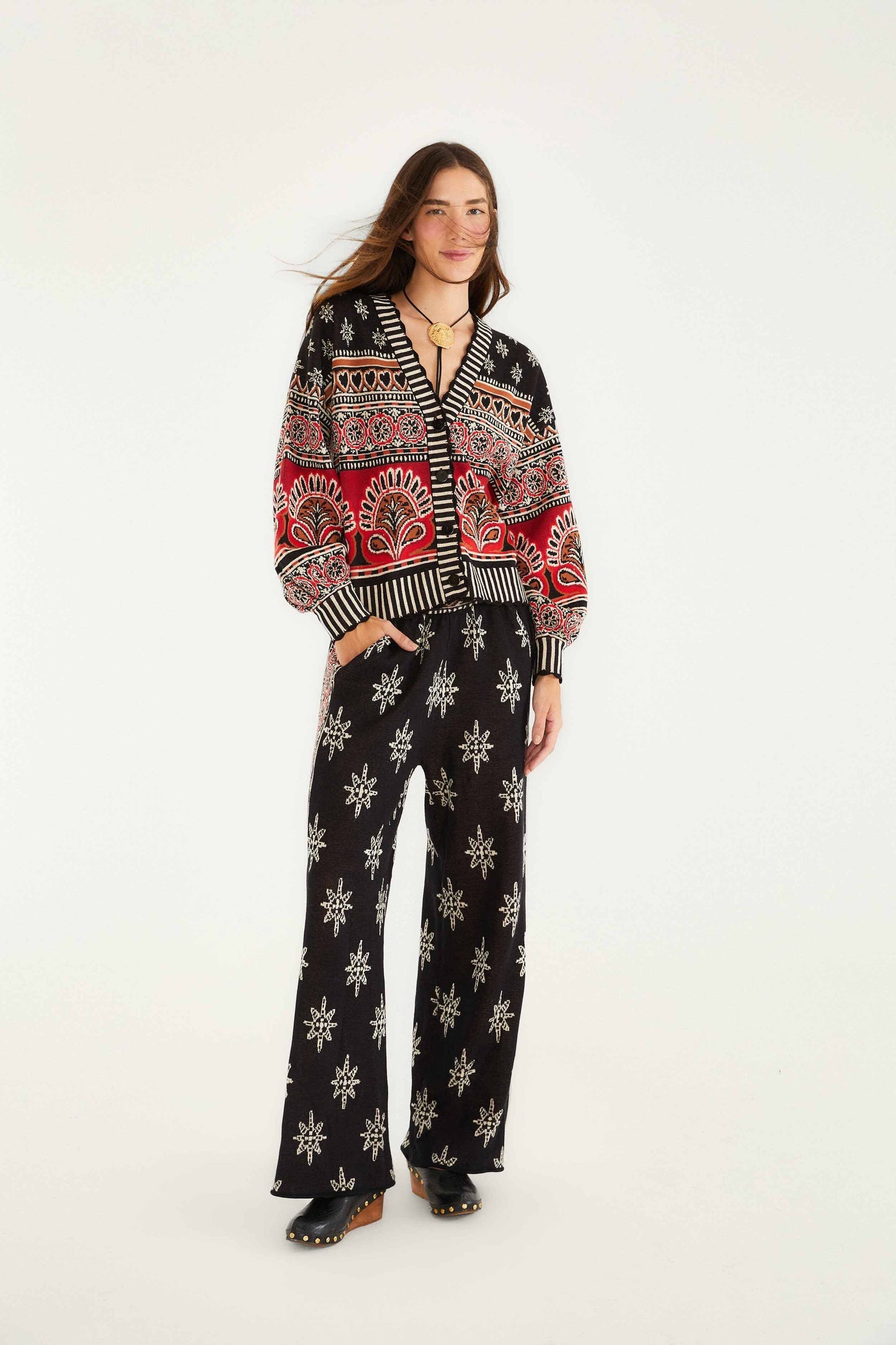 FARM Rio Black Ainika Love Coconut Groove Knit Cardigan | FARM Rio
