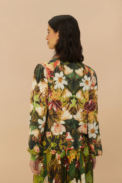 FARM Rio Multicolor Botanical Forest Knit Cardigan