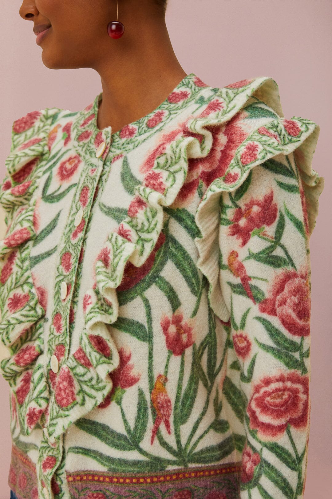 FARM Rio Cream Ainika Delicate Knit Cardigan