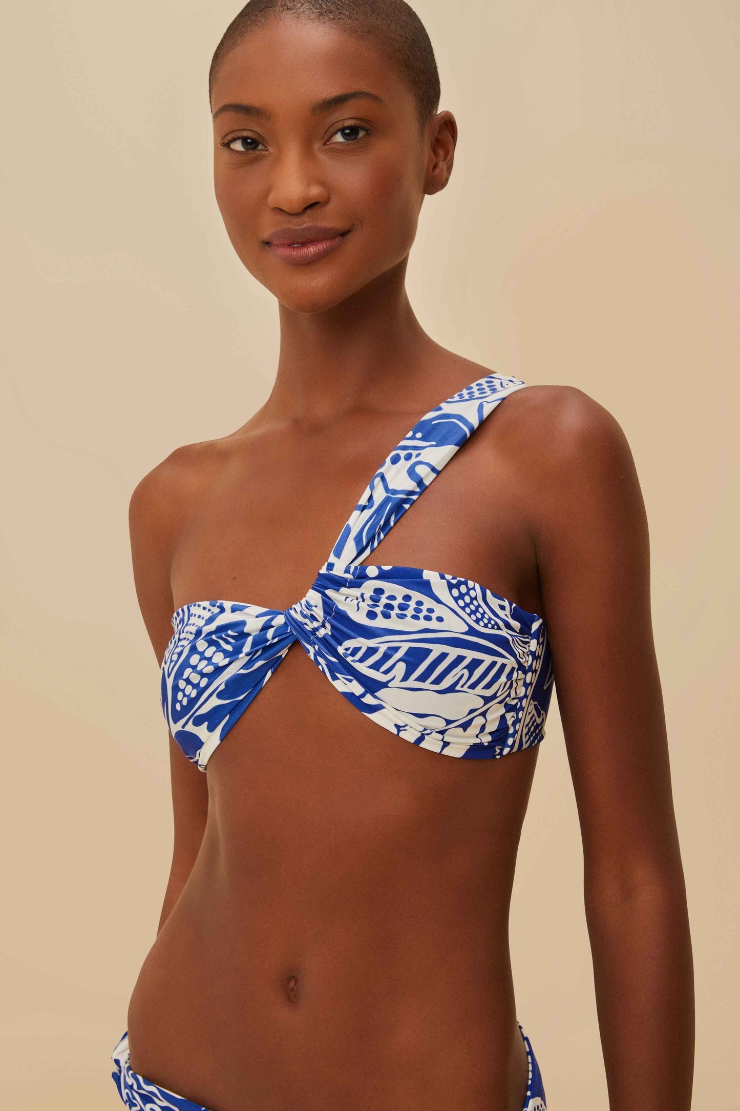 FARM Rio Off-White River Nature One-Shoulder Bikini Top