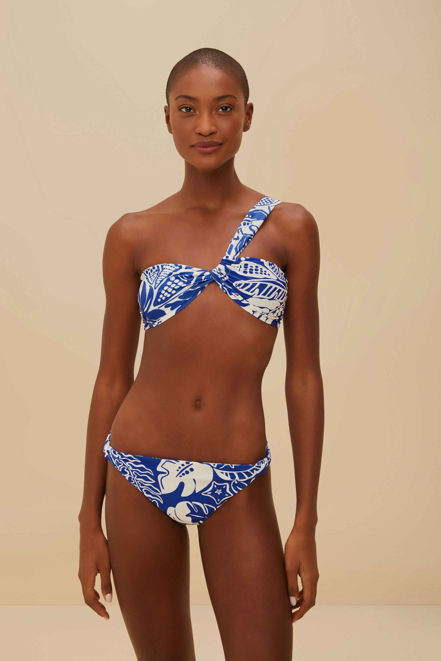 FARM Rio Off-White River Nature One-Shoulder Bikini Top