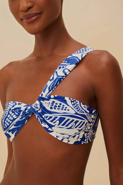FARM Rio Off-White River Nature One-Shoulder Bikini Top
