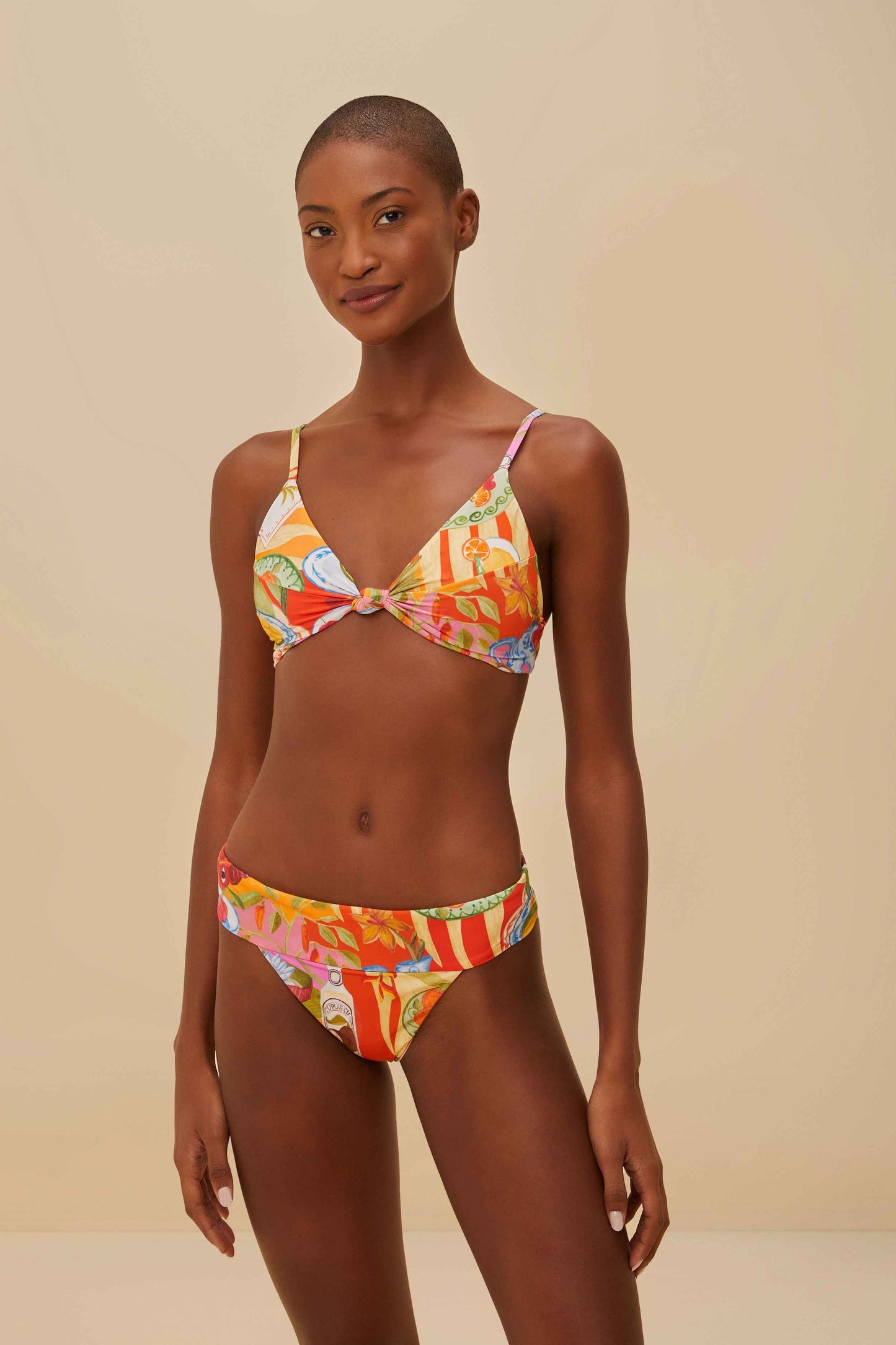 FARM Rio Multicolor Summer Picnic Knot Bikini Top