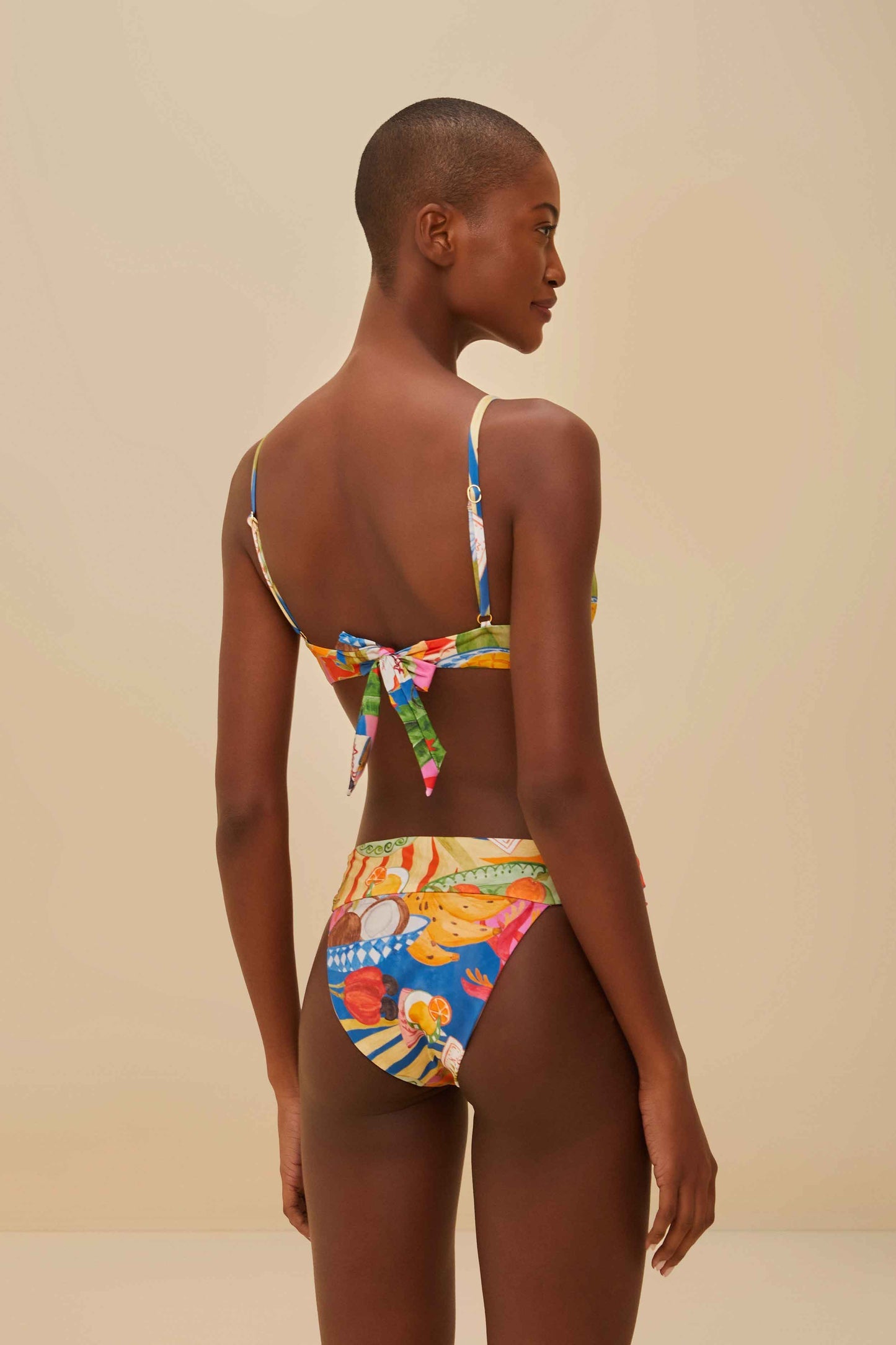 FARM Rio Multicolor Summer Picnic Knot Bikini Top