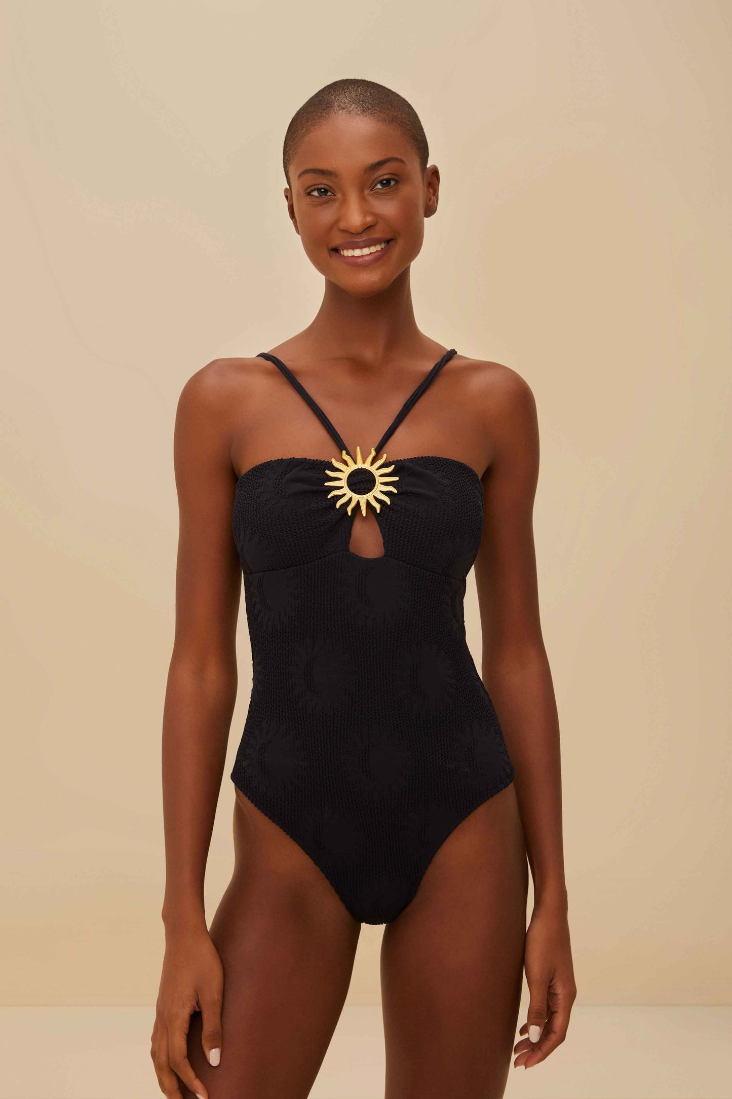 FARM Rio Black Sunny Moon One-Piece Swimsuit