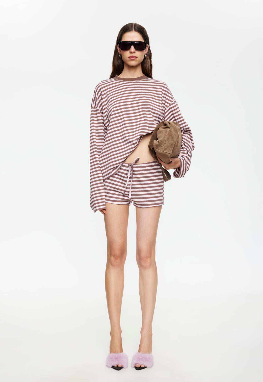 Lioness Fashion Outlet | BLOOM LONG SLEEVE - CHOCOLATE BLUSH STRIPE