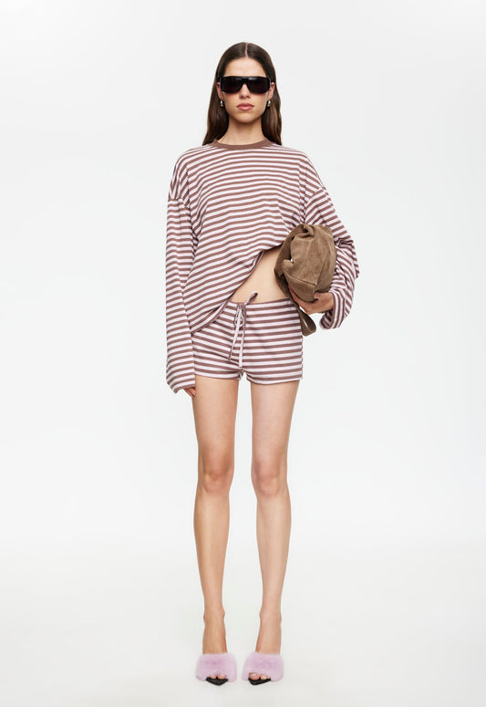 Lioness Fashion Outlet | BLOOM LONG SLEEVE - CHOCOLATE BLUSH STRIPE