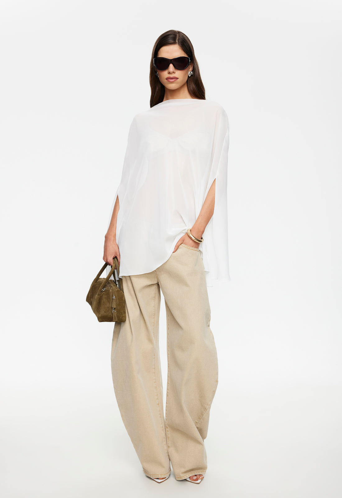 Lioness Fashion Online | Aura Poncho - Porcelain
