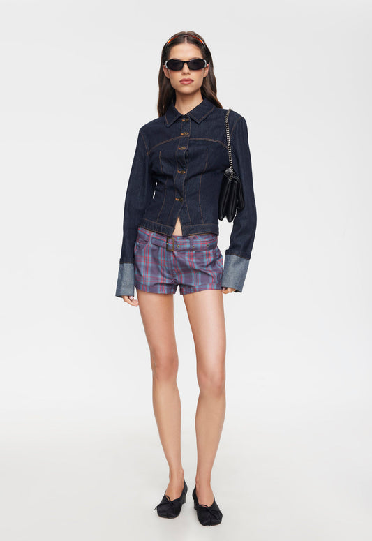 Lioness Fashion Online | Afterglow Mini Short - Jade Plaid