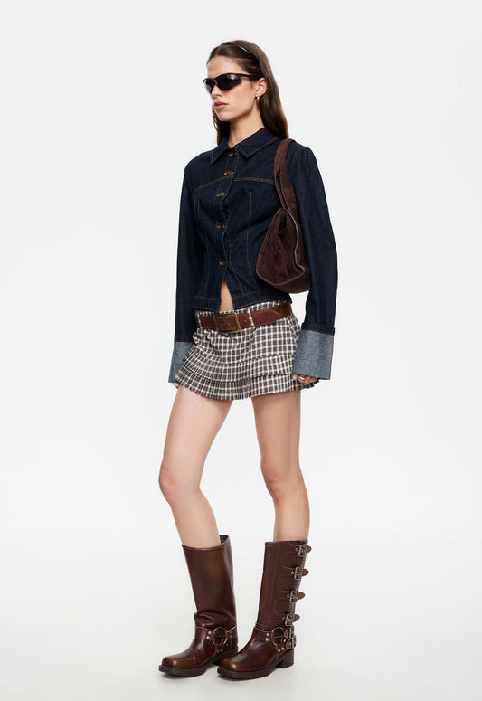 Lioness Fashion Discount | Double Ruffle Mini Skort - Cocoa Plaid