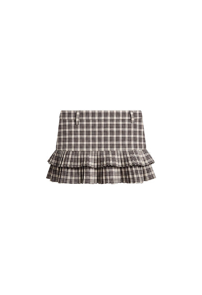 Lioness Fashion Discount | Double Ruffle Mini Skort - Cocoa Plaid